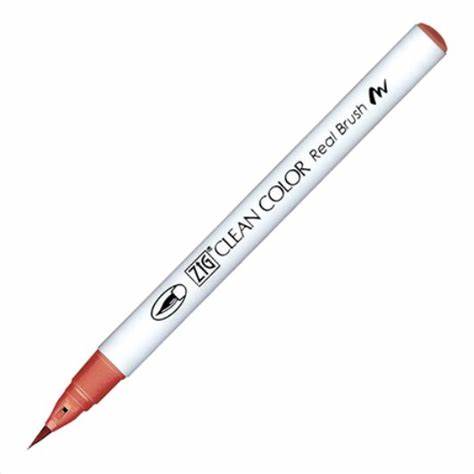 Caneta Pincel Kuretake Zig Clean Color Real Brush Deep Vermillion 208